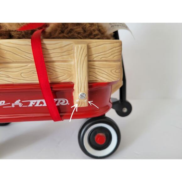 Vintage 2000 Radio Flyer Collectible Coin Bank Plush Girl Bear in Wagon Enesco - Picture 6 of 11